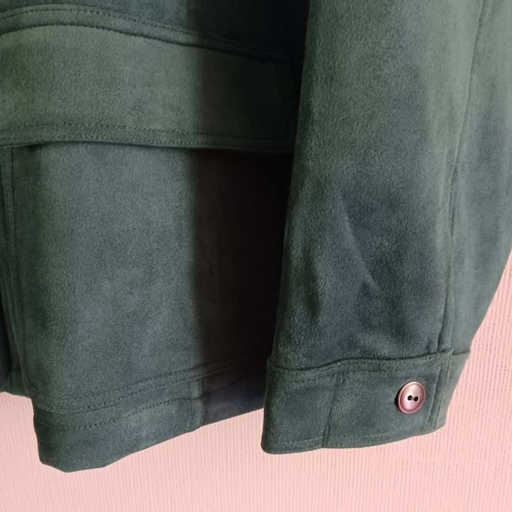 Women's Microsuede Zip-Front Jacket, Appleseed's, size XL, Forest‎ Green - Picture 4 of 9